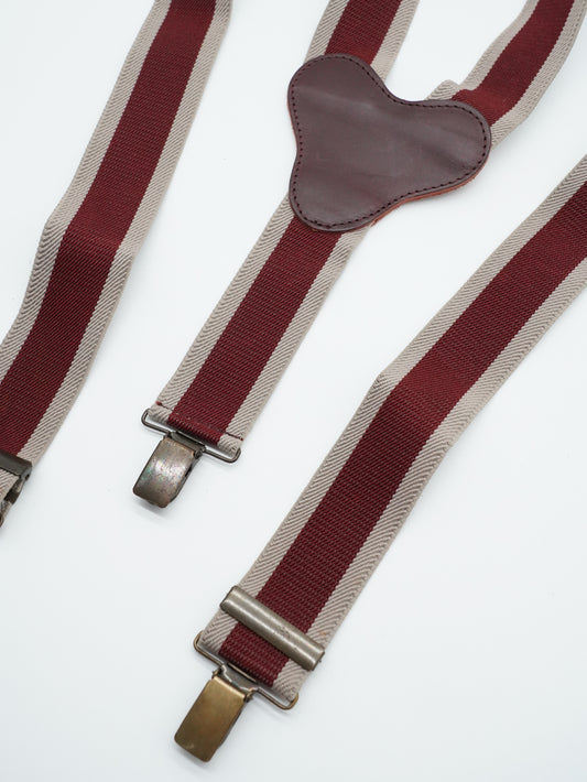 Bretelle con clip Bicolore Bordeaux e Beige con pelle Bordeaux