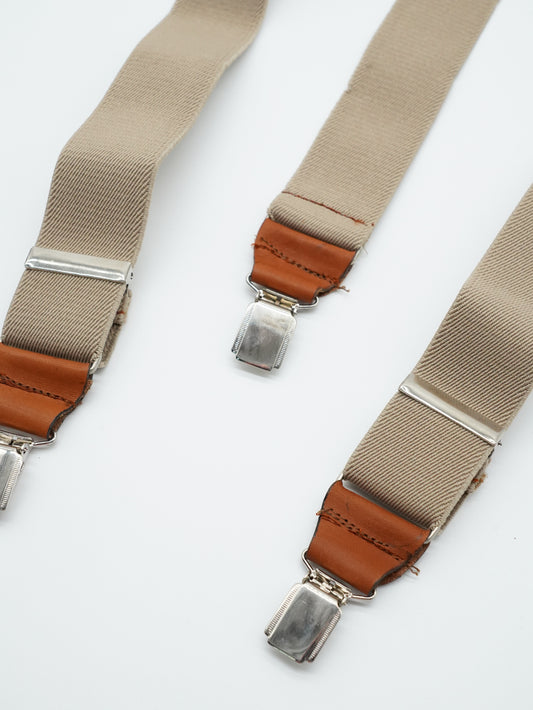 Bretelle beige pelle cuoio con clip