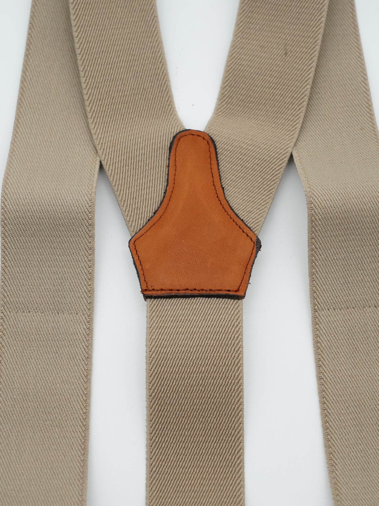 Bretelle beige pelle cuoio con clip