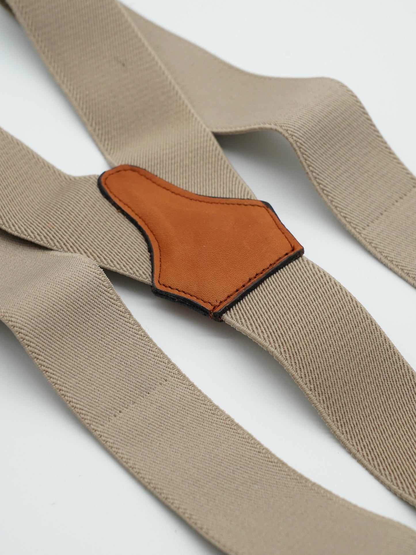 Bretelle beige pelle cuoio con clip